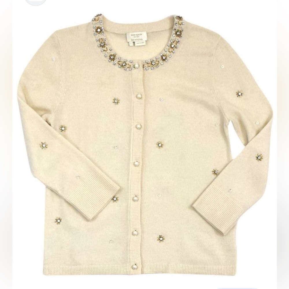 Kate Spade Cream Embellished Cardigan